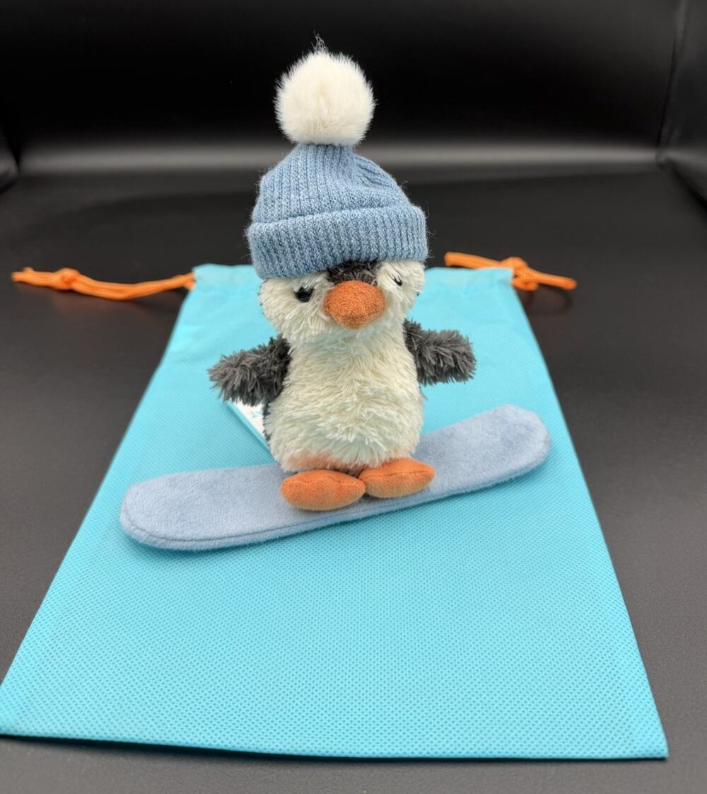 Jellycat Peanut Penguin 🐧 Snowboarding 🏂 AUTHENTIC BNWT & Dust Bag~Quick Ship! - Picture 1 of 8